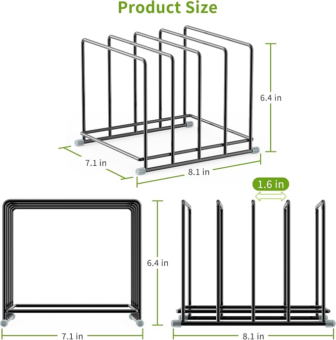 Cutting Board Organizer-1.6in Wide Kitchen Cutting Board Holder Stand for Pan,Baking Sheets,Cookie Sheets with 4 Slots,Baking Sheet Oragnizer(2PC-Large) - Image 2