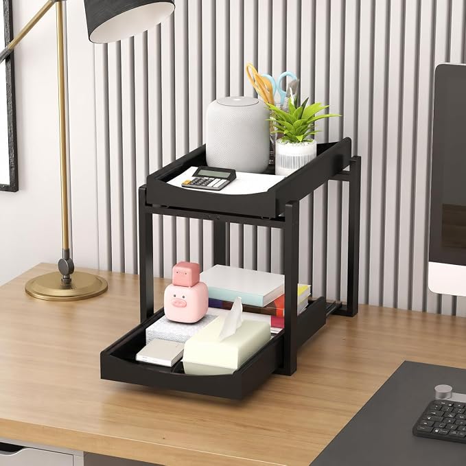 MHXW SXPN Bamboo Under Sink Organizer, 2 Pack Pull Out Cabinet Organizer | 2 Tier Vertical Smooth Slide Out Undersink Storage Shelf | Multi-Purpose Organizer Shelves for Kitchen Bathroom Medicine - Image 7