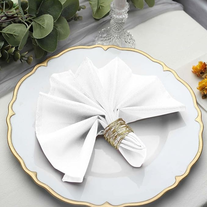 Efavormart Premium Cloth Napkins Set of 5, 17x17 Inch White Seamless Dinner Napkins, Washable Linen Table Napkin Cloth with Hemmed Edges for Weddings, Party and Banquet - Image 6