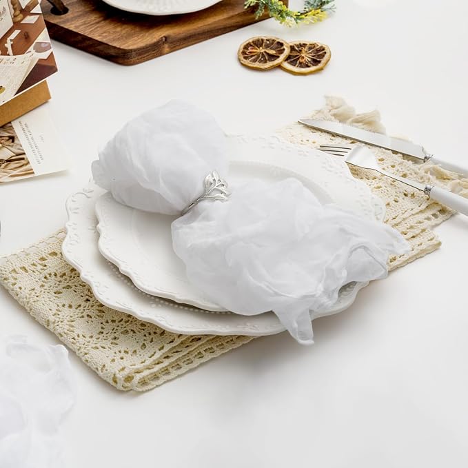 100 Pack White Cheesecloth Napkins Washable 21x21 Inches White Cloth Napkins Set of 100 Dinner Table Napkins for Wedding Cotton Gauze Bridal Baby Shower Rustic Boho Summer Party Table Decor - Image 2