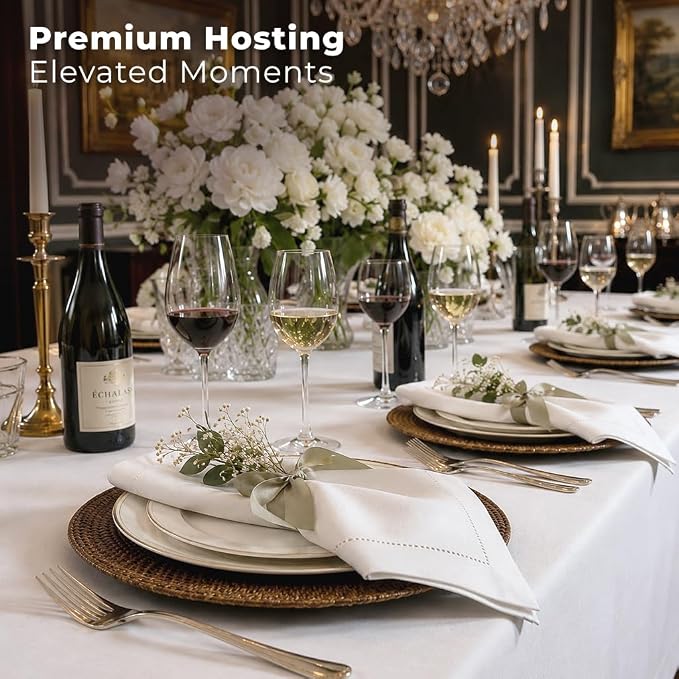 Signature Linen™ by D'Moksha White Dinner Napkins Set of 4, 20 x 20 Inch Cloth Napkins, 100% Pure Linen, Hemstitch, Machine Washable Table Napkins- Summer, Weddings, Outdoor hostings - Image 4