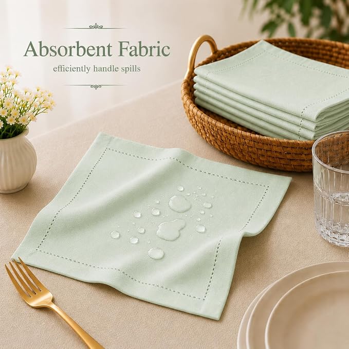 Cotton Cloth Napkins Set of 12, 18x18 Cotton Napkin Cloth Washable, Soft, Reusable Napkins for Wedding, Parties, Christmas, Thanksgiving, Everyday Use (Green) - ALPHA Living HOME - Image 6