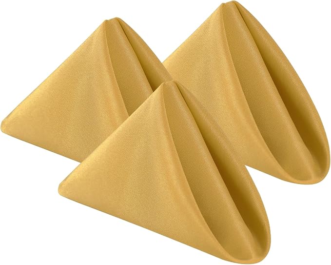 Bailarina Cloth Napkins Set of 80,17x17 inches Dinner Napkins Cloth Washable,Polyester Square Table Cloth Napkin Bulk with Hemmed Edges Ideal for Banquets, Parties and Weddings-Gold by Bailarina