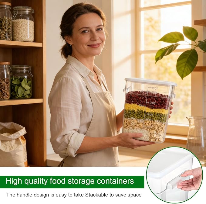 FoldTier 2 Pieces Square Food Storage Containers Polycarbonate Clear food Container with Lid Commercial Storage with Graduations for Commercial Kitchen Dough Marinating Meat (White,18 Qt) - Image 6