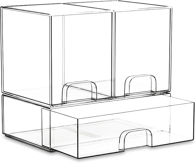 Stackable Storage Drawers Organizer Set of 3 for Bathroom Organizer Storage | Clear Plastic Organizer Bins for Baby Bottle, Kitchen Under Sink, Laundry, Pantry, Beauty, Cabinet, Medicine, Office Supplies by Unknown