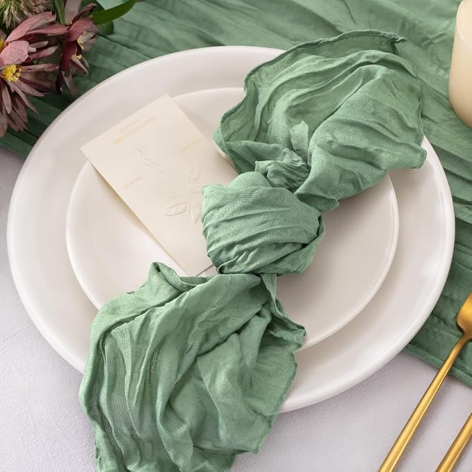 Cheesecloth Napkins Sage Green Cloth Napkins Bulk,Set of 50 | 21''x21'',Washable Boho Table Gauze Fabric Napkins,for Wedding Baby Bridal Shower Dinner Party Decor - Image 5