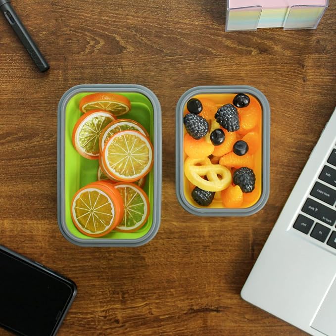 Collapsible Food Storage Containers with Airtight Lid, 4 Sizes, Annaklin Small and Large Stacking Silicone Collapsible Meal Prep Container Set for Leftover, Microwave Freezer Dishwasher Safe, Set of 4 - Image 8