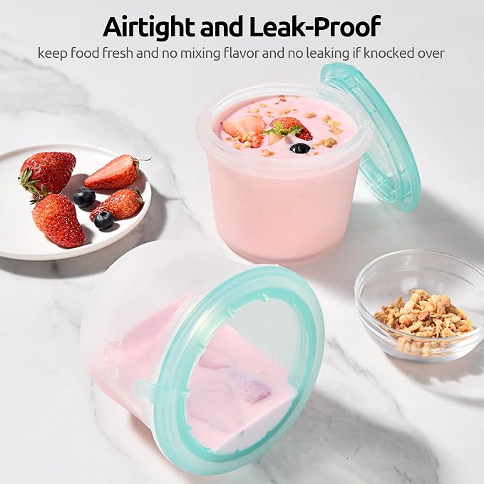 U-Taste Silicone Container with Lid, Kitchen Meal Prep Food Storage, 2Cup*2 | Food Grade Liquid Silicone, Leak-Proof Airtight Lid, Meal Prep Lunch Box, Freezer & Microwave Safe, Clear Date Marking Circle - Image 4
