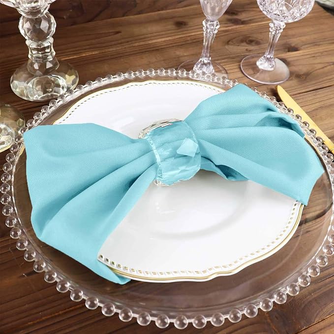 Efavormart Premium Cloth Napkins Set of 5, 17x17 Inch Light Blue Seamless Dinner Napkins, Washable Linen Table Napkin Cloth with Hemmed Edges for Weddings, Party and Banquet - Image 7