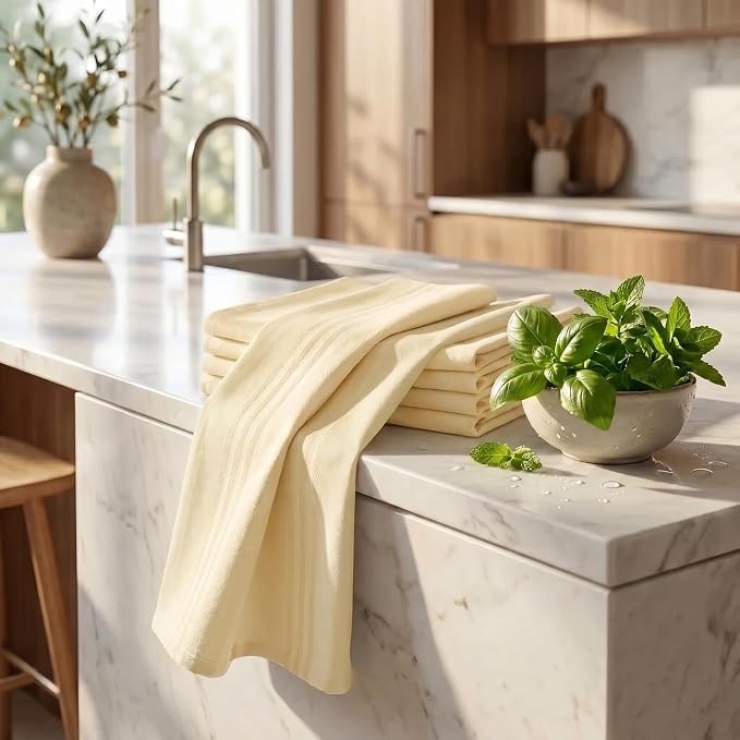 Urban Villa Kitchen Towels Cotton Dish Towels 20”x30” (Set of 6) Yellow - Image 6