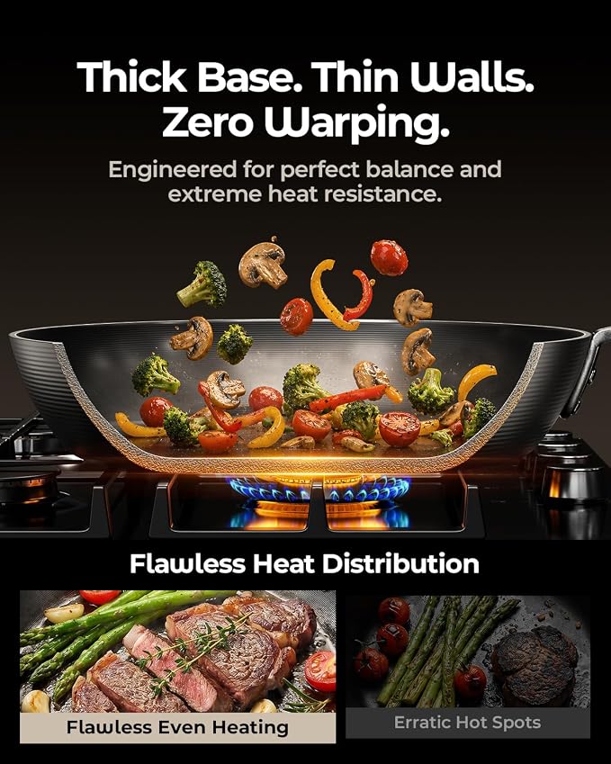10 Inch Auto-Seasoning Nitrided Carbon Steel Pan, Professional Skillet for Induction Stovetop and Daily Searing, Pre-seasoned Frying Pan, Wooden Handle, PFAS & PFOA-Free - Image 6