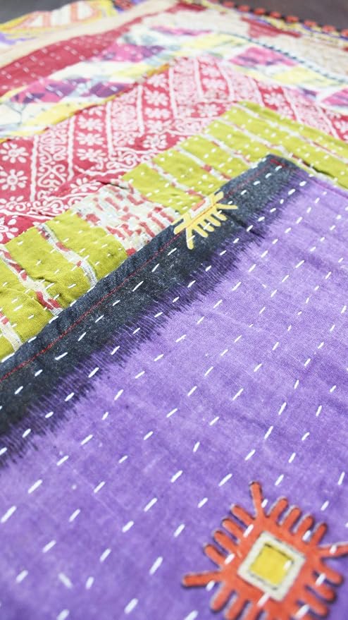 Mango Gifts Kantha Cloth Napkins Set of 12 – Handmade Cotton Reusable Dinner Napkins, 16x16 Inch, Assorted Boho Colors, Eco Friendly Table Linen for Weddings & Parties - Image 9