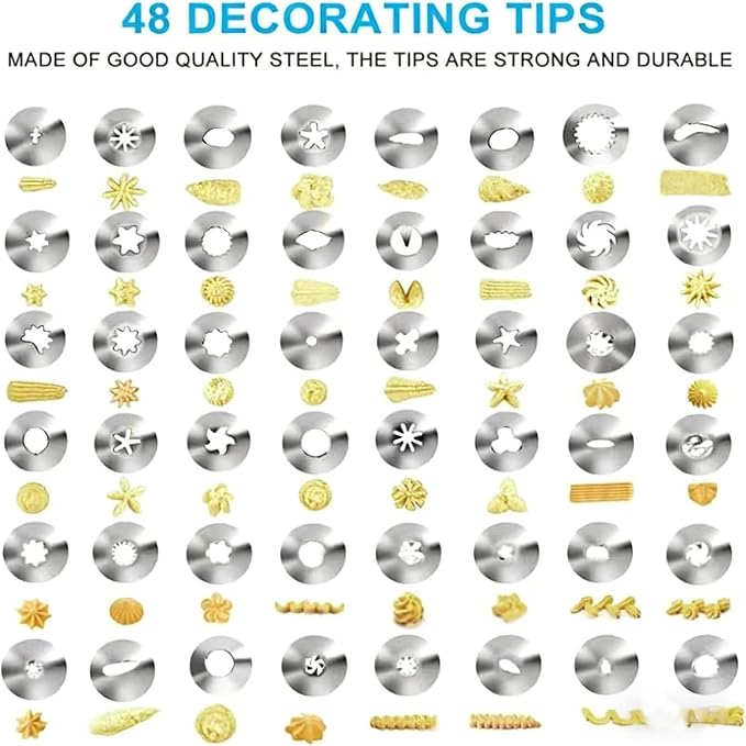 309 PCS Cake Decorating Kit with Storage Case, 73 Stainless Steel Piping Gun & Tips, Baking Frosting Decorating Tools for Beginners (White) - Image 4