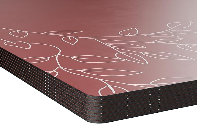 Royalty Art Dark Red Boho Placemats, 4 Pc. Set, Non-Slip Cork Backed, Wipeable Heat Resistant Surface for Kitchen and Dining Table Protection, Cute Floral Pattern for Farmhouse or Rustic Decor | Wipeable heat resistant surface, kitchen and dining table... - Image 4