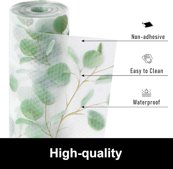 Cooyes Shelf Liners for Kitchen Cabinets Refrigerator Liners Waterproof & Oil-Proof Kitchen Cupboard Liner Drawer Mats EVA Material Non Adhesive Fridge Liner for Shelves（11.8" W x 236" L） - Image 2