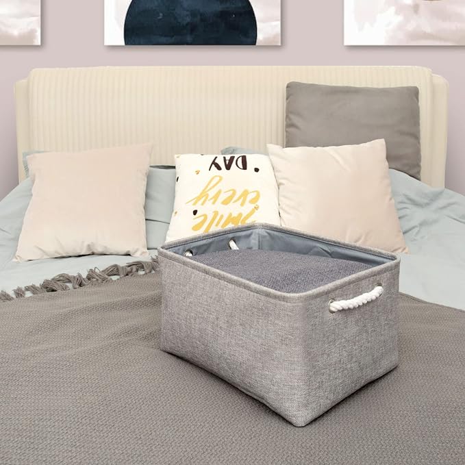 Large Storage Bins- Storage Baskets for Organizing Shelves, Basket Organizer for Closet Bookshelf Dog Toy Nursery Clothes Laundry Home Organization, Fabric Storage Cubes W/Handles - Image 6