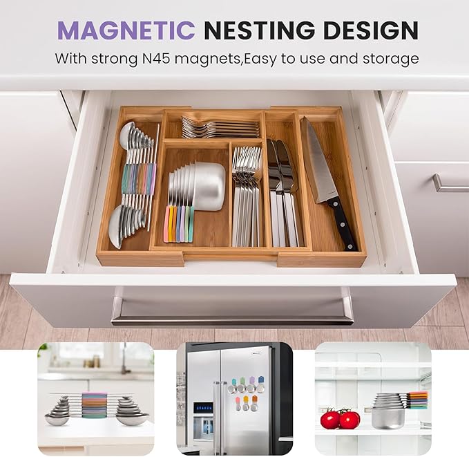 Magnetic Measuring Cups and Spoons Set-Heavy Duty 304 Stainless Steel，Double Measurement Markings，Set of 16 with Leveler for Measure Dry and Liquid Ingredients - Image 5