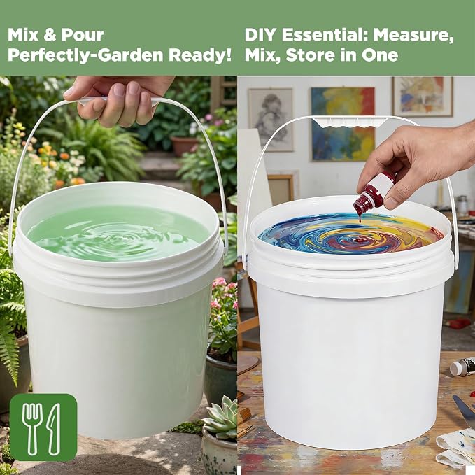 4 Pack 1.3 Gallon White Plastic Storage Buckets with Screw Lids, Food Grade Container with Measurement Markings, Reusable Small Container - Image 8