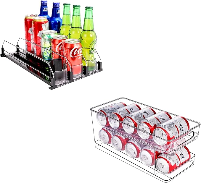 Rolling Soda Can Organizer and Automatic Soda Can Organizer for Refrigerator for Beer Soda Seltzer Drink Pop Cans Holder Storage Pantry Organization by BingoHive
