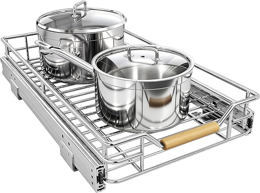 Pull out Cabinet Organizer, 11"W X 21"D, Heavy Duty Smooth Sliding Under Cabinet Shelves for Pots and Pans, Full-Extension Roll out Drawers, Slide out Organization for Home Kitchen Pantry by Kitstorack