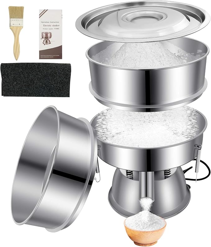 Sidasu Automatic Powder Sifter Machine–12&80 Mesh Flour Sifter | Electric 110V/50W Sieve Shaker for Baking Kitchens,Grain Milling,Herbal Powder,Food Preparation by Sidasu