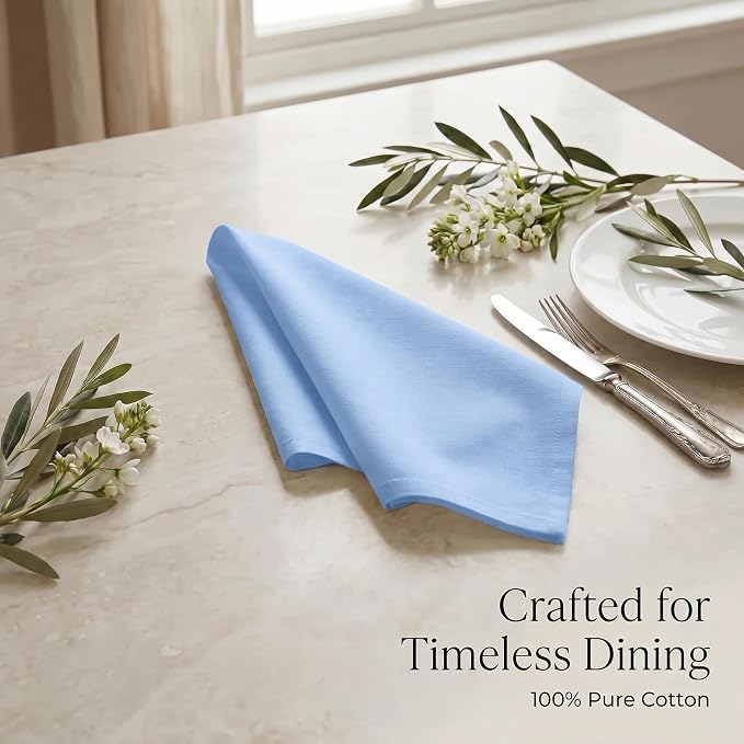 Urban Villa Cloth Napkins Cotton 20x20 (Set of 12) Ice Blue - Image 8
