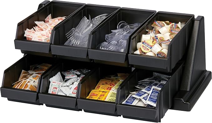 Cambro Versa Self Serve Condiment Bin - 8 Storage Bins - Ideal for Food and Coffee Condiments (Black) by CambroManufacturing