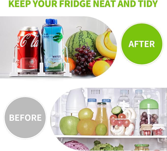 Coanto Drink Organizer for Fridge, Soda Can Organizer for Refrigerator with Automatic Pusher Glide, Adjustable Width Drink Dispenser for Fridge, Holds up to 10 Cans or Bottles, 2 Row - Image 3