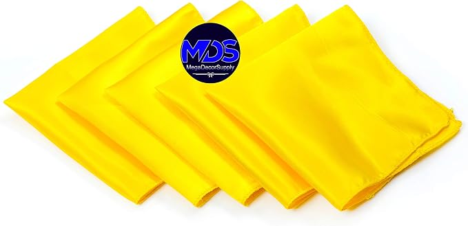 Set of 100 PCS Satin Napkin 12x12 Inch Square, Dinner Table Napkins for Wedding, Bulk Silky Sateen Cloth Napkins for Restaurant Banquet Graduation Birthday Party Decoration - Yellow - Image 2