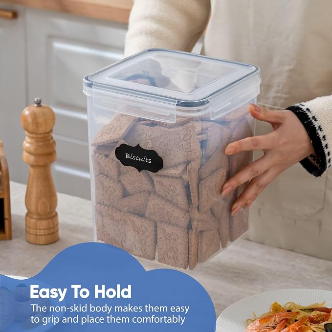 Chef's Path Large Airtight Food Storage Containers with Lids, Pack of 6, 3pcs 6.5L and 3pcs 5.2L, Kitchen and Pantry Canisters for Sugar, Flour, and Baking Supplies - Transparent - Image 4