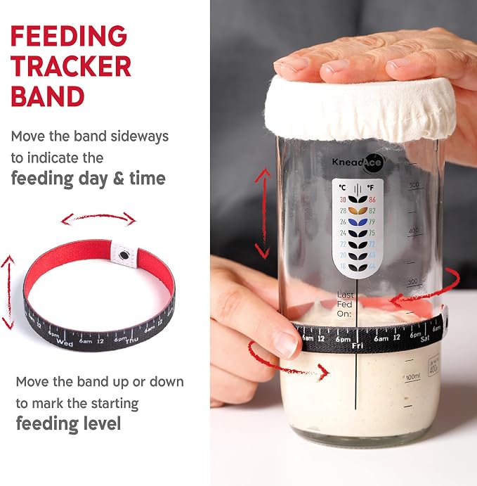 KneadAce Sourdough Starter Kit – 24oz Starter Jar, 2 Cotton Rope Banneton Proofing Baskets, Magnetic Bread Lame for Scoring – Gift for Bakers & Complete Sourdough Bread Baking Set - Image 5