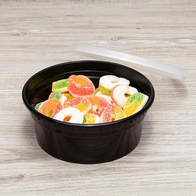 Karat [8oz - 240 ct Black PP Injection Molded Round Deli Containers with Lids (FP-IMDC8-PPB) - Image 3