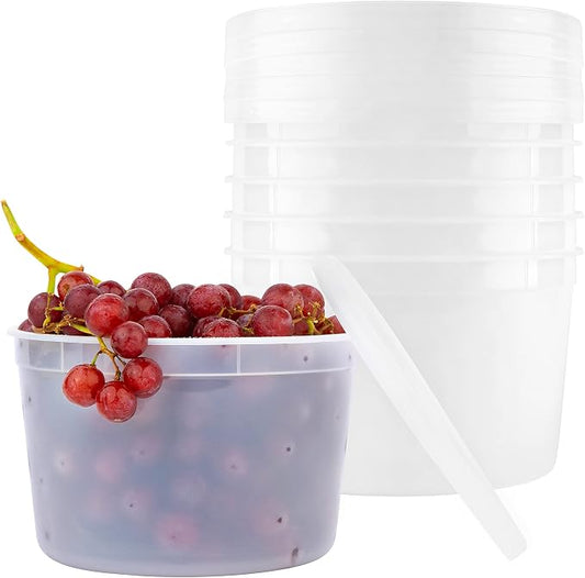 BluShine Deli Containers with Lids, Plastic Food Storage Containers | 64 oz, 12 sets Plastic Deli Food Storage Containers with Airtight Leak Proof Lids, Reusable, Microwave and Freezer Safe by Home