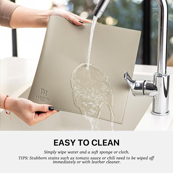 Baroyal Faux Leather Placemats Set of 4 Vinyl Washable Wipeable Table Mats for Kitchen Dining Table Heat Resistant Waterproof Indoor/Outdoor Placemats Non-Slip Easy Clean Place Mats-Almond Birch - Image 5