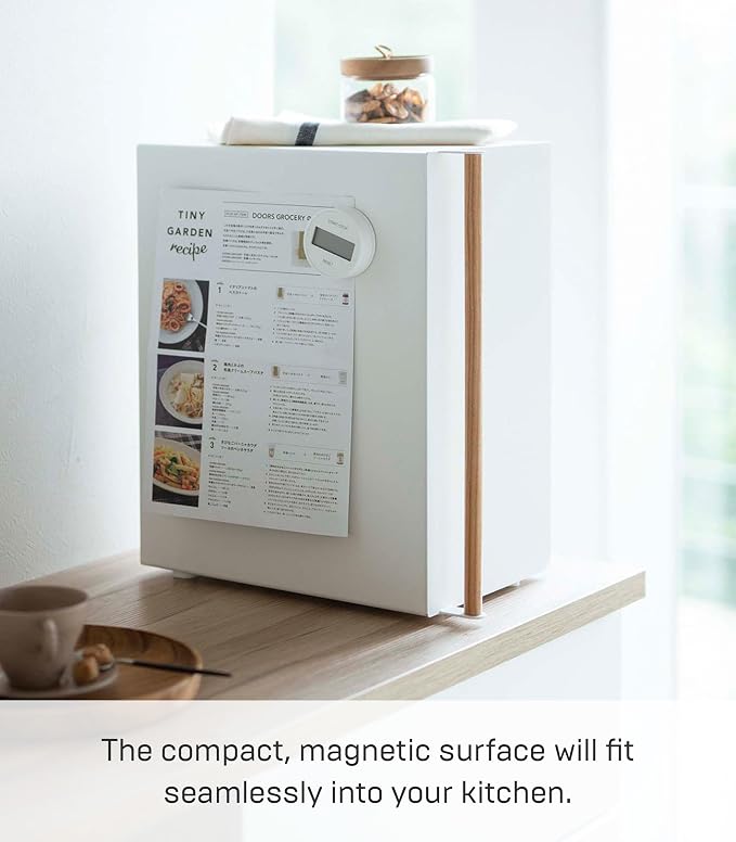 YAMAZAKI Home Tosca Bread Box Keeper Holder Container, Metal Bread Holder Saver, Slim Space Saving Counter Storage - Vertical - Steel + Wood - Image 5