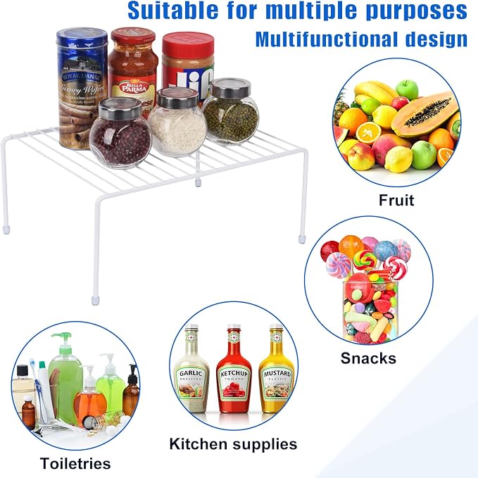 SIBAO Kitchen Cabinet Storage Shelf Rack/Plastic Feet - (13.1 x 10.2 Inch) - Steel Metal - Rust Resistant Finish - Cups, Dishes, Cabinet & Pantry Organization (2, White) - Image 3