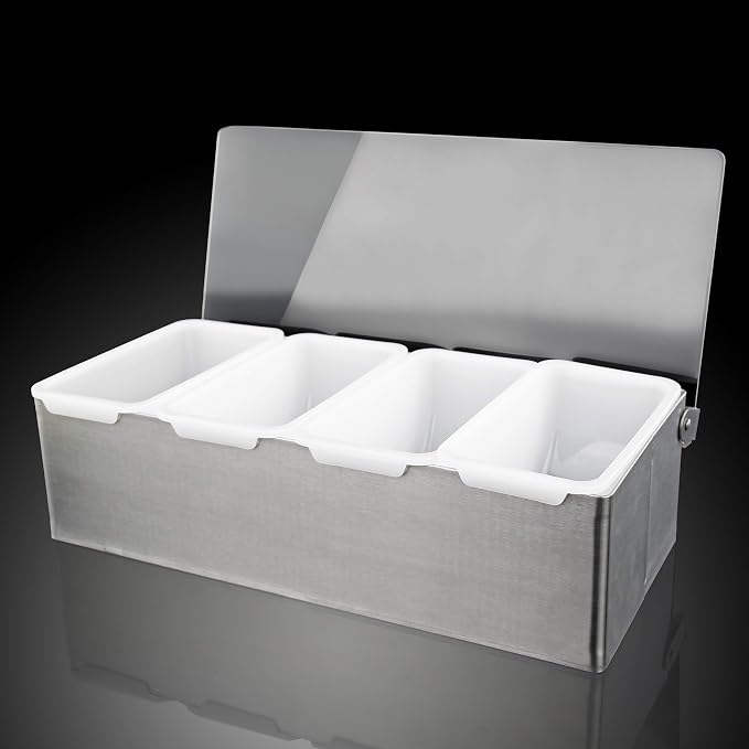 New Star Foodservice 48025 Stainless Steel Condiment Dispenser with 4 Compartments (NO ICE Tray Included) - Image 3