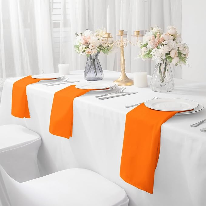 Bailarina Cloth Napkins Set of 40,17x17 inches Dinner Napkins Cloth Washable,Polyester Square Table Cloth Napkin Bulk with Hemmed Edges Ideal for Banquets, Parties and Weddings-Orange - Image 6
