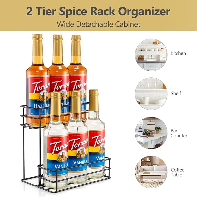 kimilus 6 Bottle Coffee Syrup Organizer Coffee Syrup Rack for Coffee Bar Kitchen Small Wine Rack for Bar Family Storage for Syrup Wine Dressing - Image 4