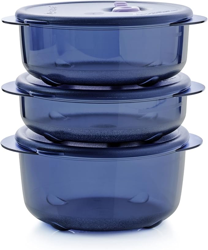 Tupperware Brand Vent ‘N Serve Container Set - 3 Small Round Containers to Prep, Freeze & Reheat Meals + Lids - Dishwasher, Microwave & Freezer Safe - BPA Free by Tupperware