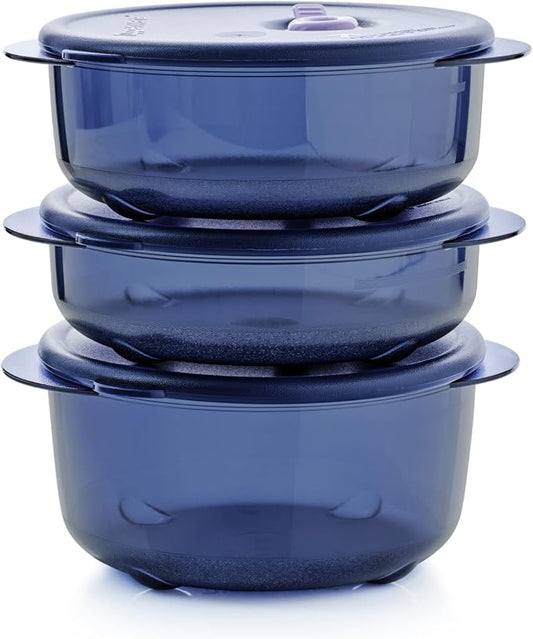 Tupperware Brand Vent ‘N Serve Container Set - 3 Small Round Containers to Prep, Freeze & Reheat Meals + Lids - Dishwasher, Microwave & Freezer Safe - BPA Free by Tupperware