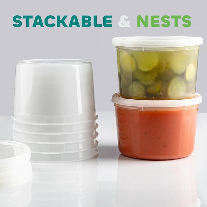 64 oz Plastic Containers with Lids - (Pack of 6) Food Storage Organizer Half Gallon Round Plastic Deli Container with Leak-Proof Lid, BPA-Free, Freezer, Dishwasher & Microwave Safe - Image 3