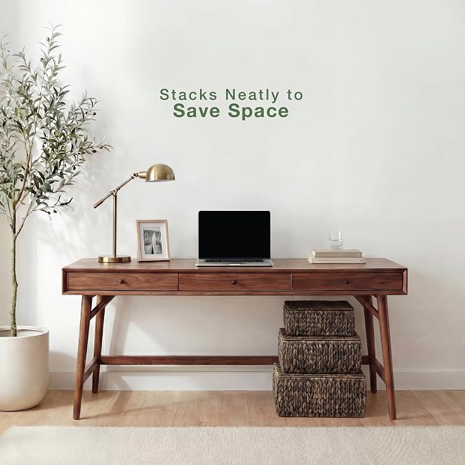 Set of 3 Black Wicker Baskets with Lid - Black Baskets for Organizing, Storage - Image 5
