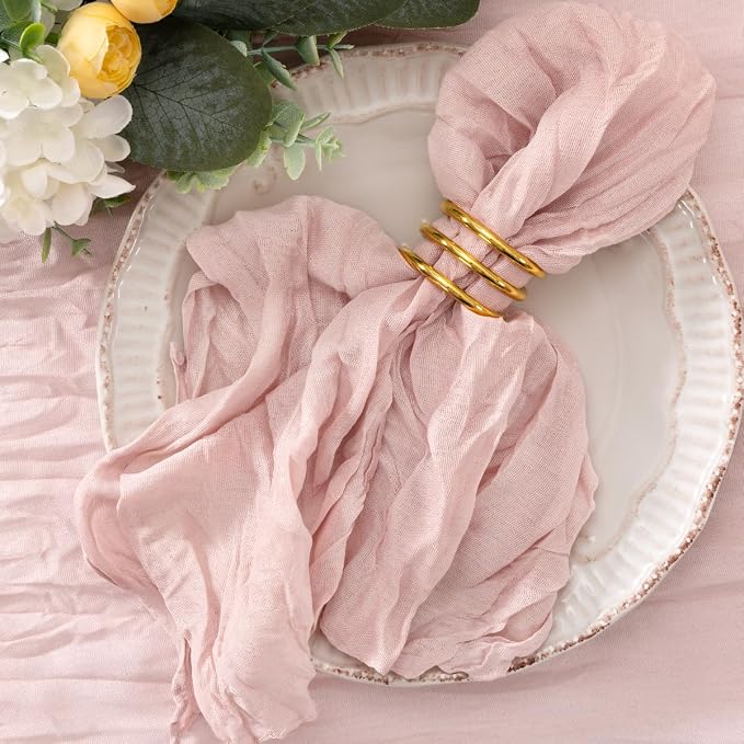 Dusty Pink Cheesecloth Napkins Pink Cloth Napkins Bulk,Set of 100 | 21''x21'',Washable Boho Table Gauze Fabric Napkins,for Wedding Baby Bridal Shower Dinner Party Decor by Jimtx