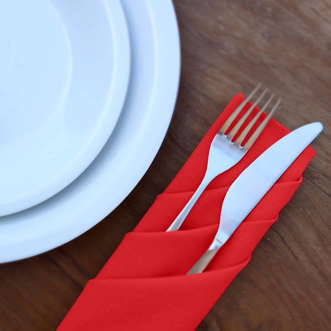 Ruvanti Cloth Napkins Set of 6, 18x18 Inches Napkins Cloth Washable, Soft, Durable, Absorbent, Cotton Blend. Table Dinner Napkins Cloth for Hotel, Weddings, Dinner, Christmas Parties - Red - Image 7