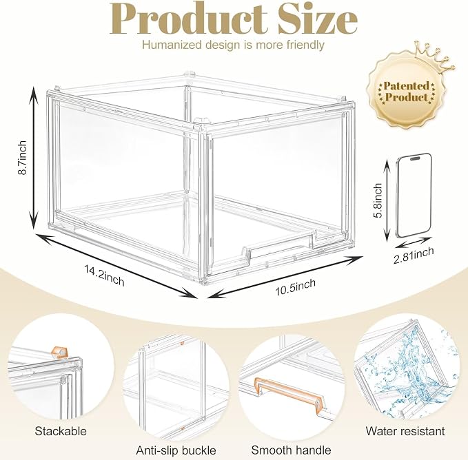 AZ.MIFENO Large Stackable Storage Drawers,Clear Thickened Drawer Organizers with Pull-Out Drawer for Skincare,Cosmetics, Ideal for Closet,Bathroom,Kitchen Undersink,Cabinet,Toy Organization (2 Packs) - Image 3