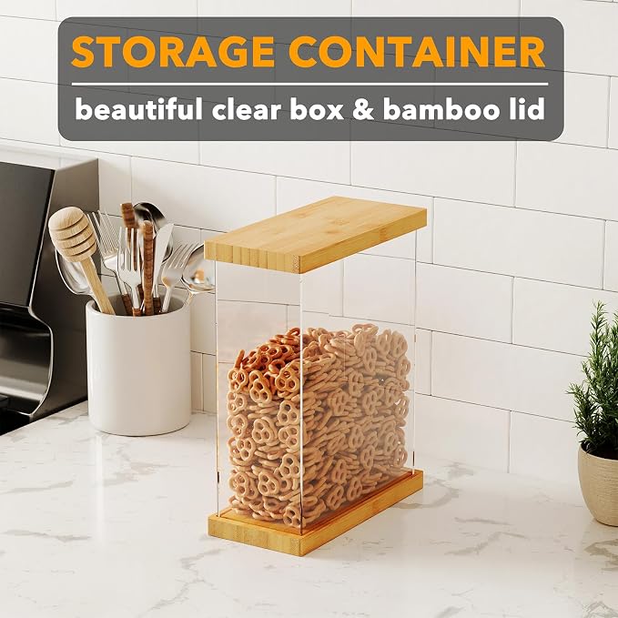 SpaceAid Bamboo Food Storage Container - Airtight Cereal Containers with Lids, Kitchen Cereal Canisters Pantry Organizers and Storage for Rice, Flour, Coffee, Snack, Small 1 Pack - Image 3
