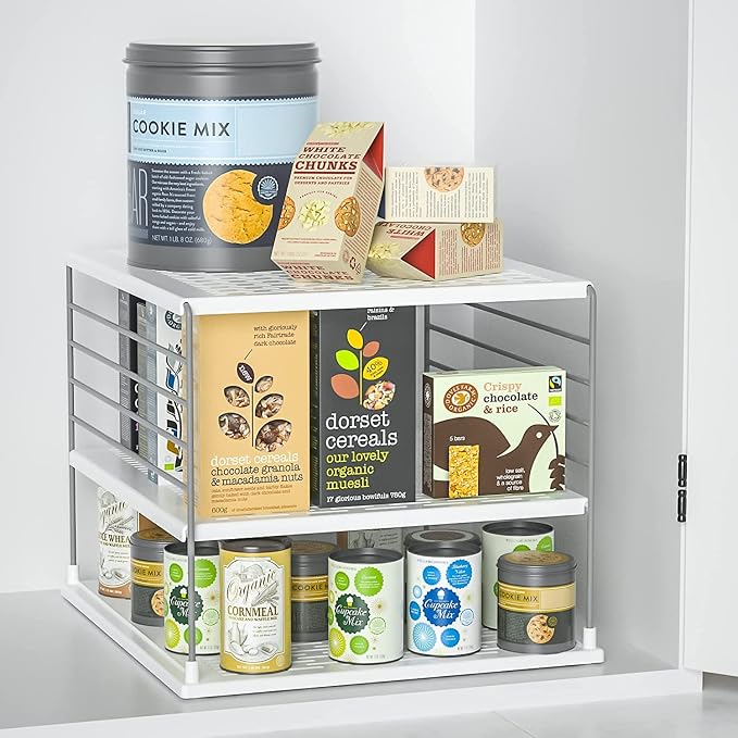 2 PACK Cabinet Organizer for Foil and Plastic Wrap- Divided Compartment Holder for Kitchen Bag- Upgraded Kitchen&Counter &Pantry Organizers and Storage(White&Gray) - Image 2