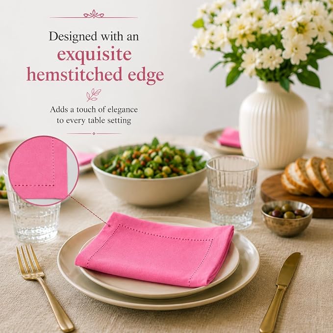 ALPHA Living HOME Cotton Cloth Napkins Set of 12, 18x18 Cotton Napkin Cloth Washable, Soft, Reusable Napkins for Wedding, Parties, Christmas, Thanksgiving, Everyday Use (Sherbet) - Image 7
