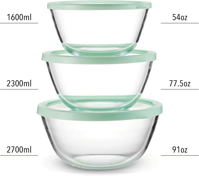Concept Mixing Bowls with Lids, Glass Nesting Bowls, Space Saving Food Storage Containers, 6 Piece Set - Image 3